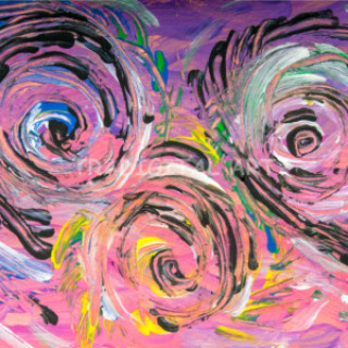 Abstract Multicolored Swirls on Pink Tradigital Art