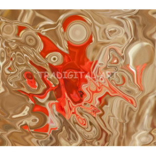 Abstract Red Fluid Shape on Brownish Background - Digital Art