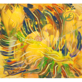 Deep Yellow Flowers Abstraction Art