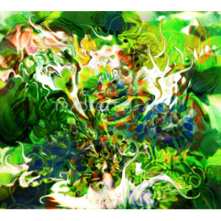 Dominant Green Fluid Abstract Elements Art