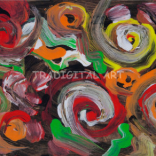 Round Multicolored Swirls Abstract Digital Art